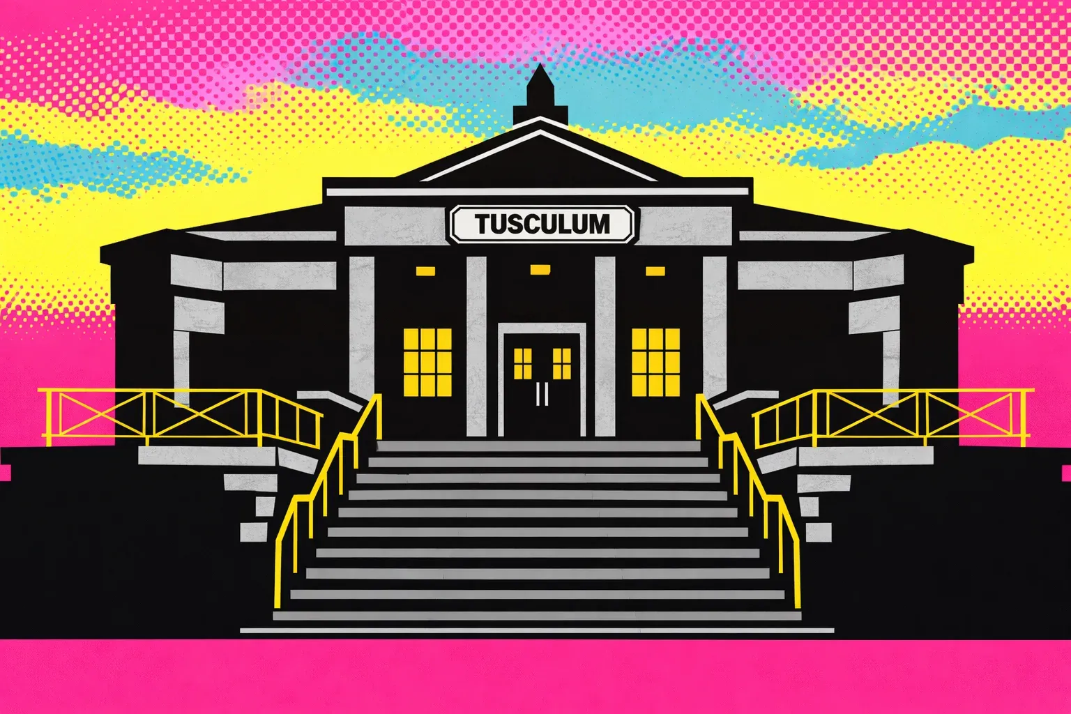 Stilisiertes Bild vom Tusculum. Original von Jörg Blobelt unter CC-BY; bearbeitet.